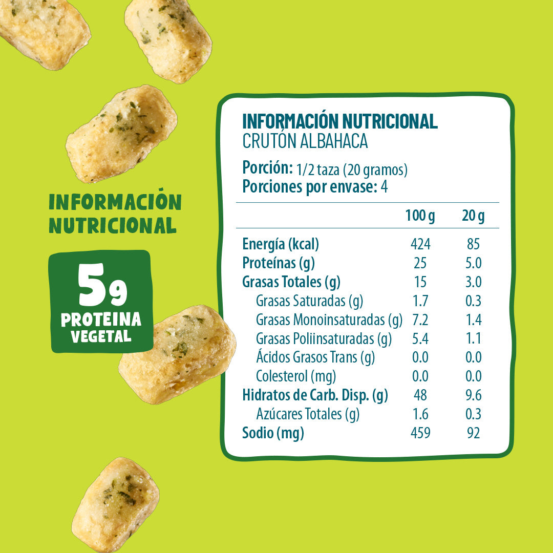 Crutones Protein Albahaca 80g (3 Unidades)