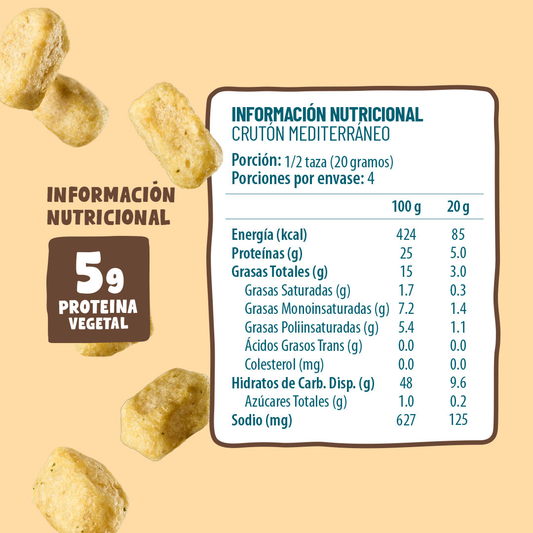 Crutones Protein Mediterráneo 80g (3 Unidades)