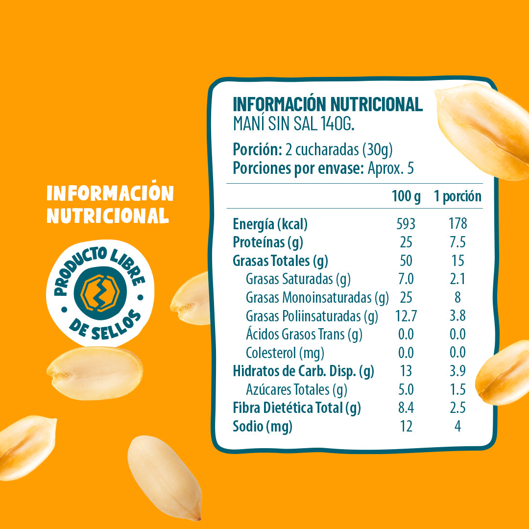 Mani sin Sal 140g TRIBU (4 unidades)