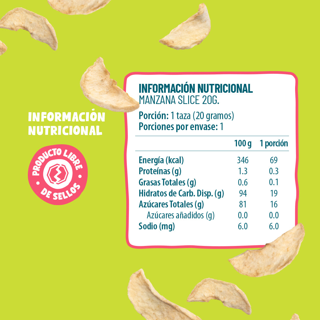 Manzana Slice Deshidratada 20g (10 Unidades)