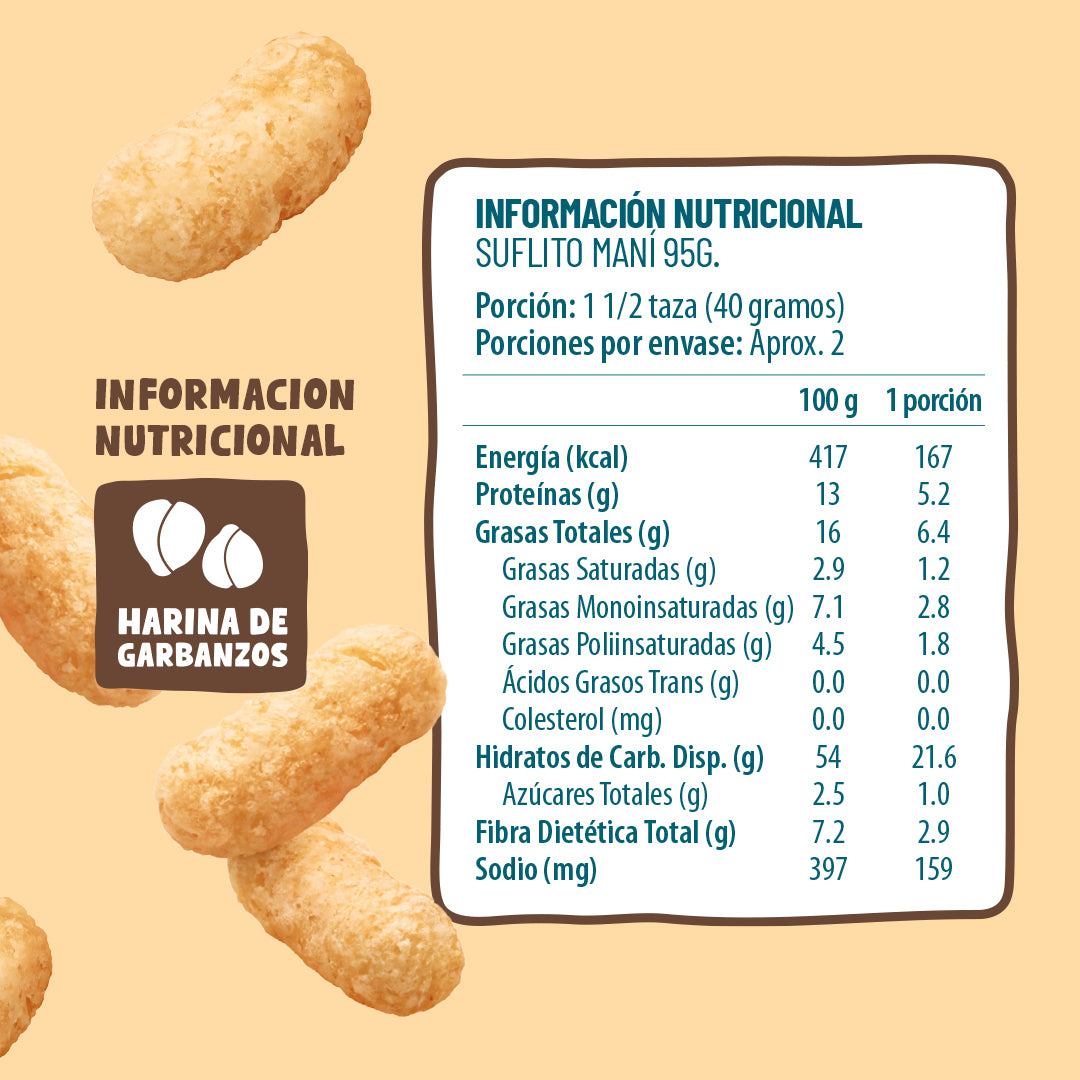 Suflitos Maní Tamaño Familiar 95g (3 Unidades)