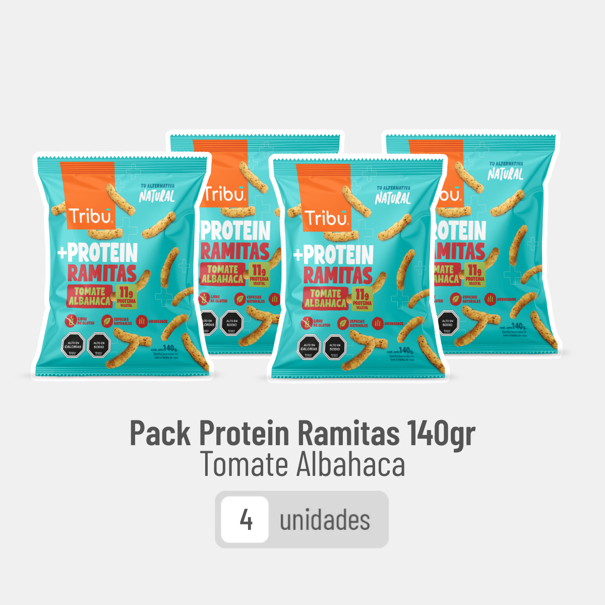Pack Protein Ramitas Tomate Albahaca (4 unidades de 140g)