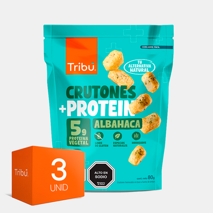 Crutones Protein Albahaca 80g (3 Unidades)