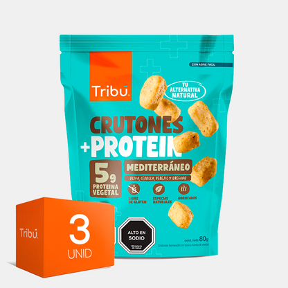 Crutones Protein Mediterráneo 80g (3 Unidades)