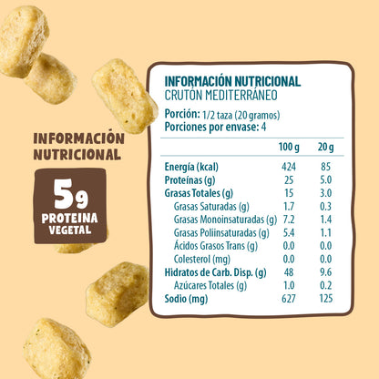 Crutones Protein Mediterráneo 80g (3 Unidades)