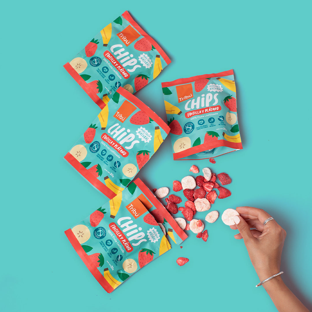 Chips Liofilizadas Frutilla Plátano 20g (4 Unidades)