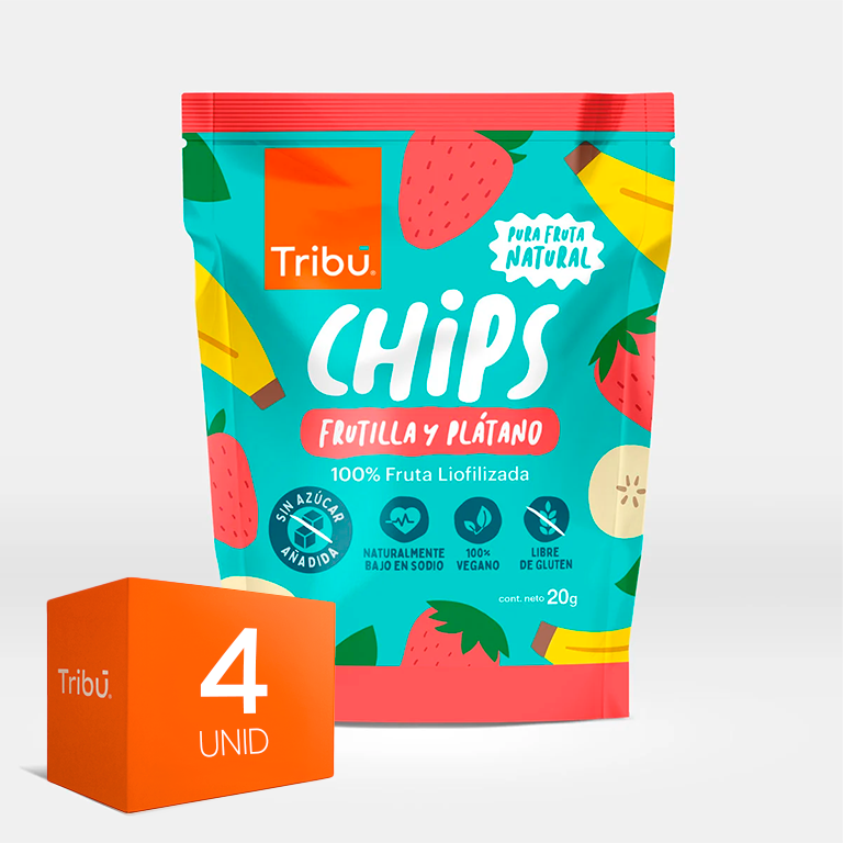 CHIPS DE FRUTILLA Y PLATANO 20GR LIOFILIZADA (4 UNIDADES)