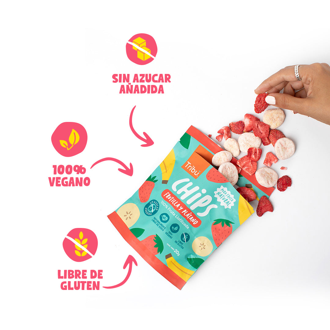 Chips Liofilizadas Frutilla Plátano 20g (4 Unidades)