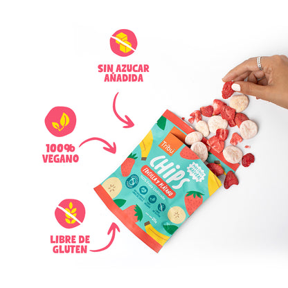 Chips Liofilizadas Frutilla Plátano 20g (4 Unidades)