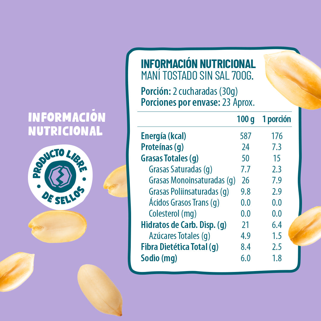 Maní Tostado Sin Sal 700g
