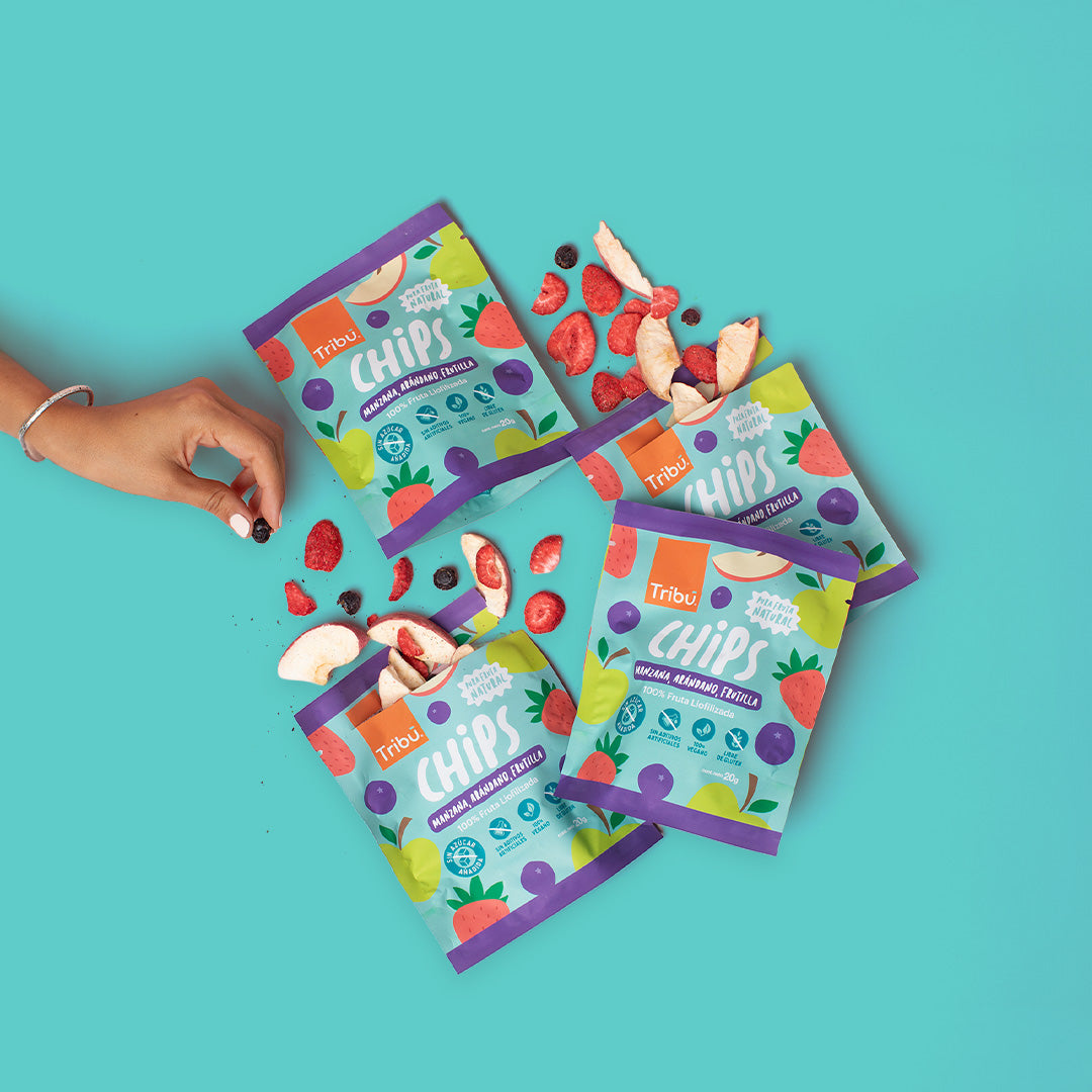 Chips liofilizadas Manzana, Arándano, Frutilla 20g (4 Unidades)