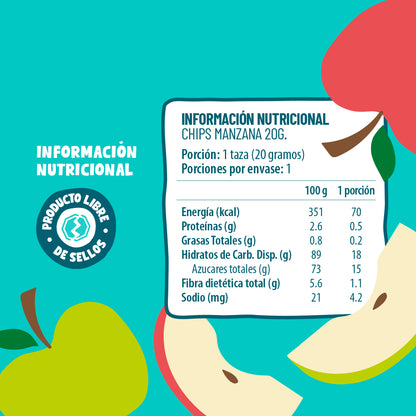 Chips Liofilizadas Manzana 20g Liofilizada (4 Unidades)