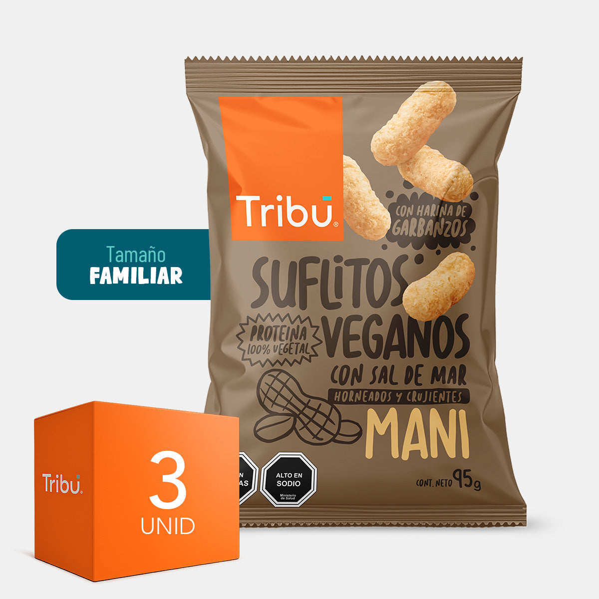 Suflitos Maní Tamaño Familiar 95g (3 Unidades)