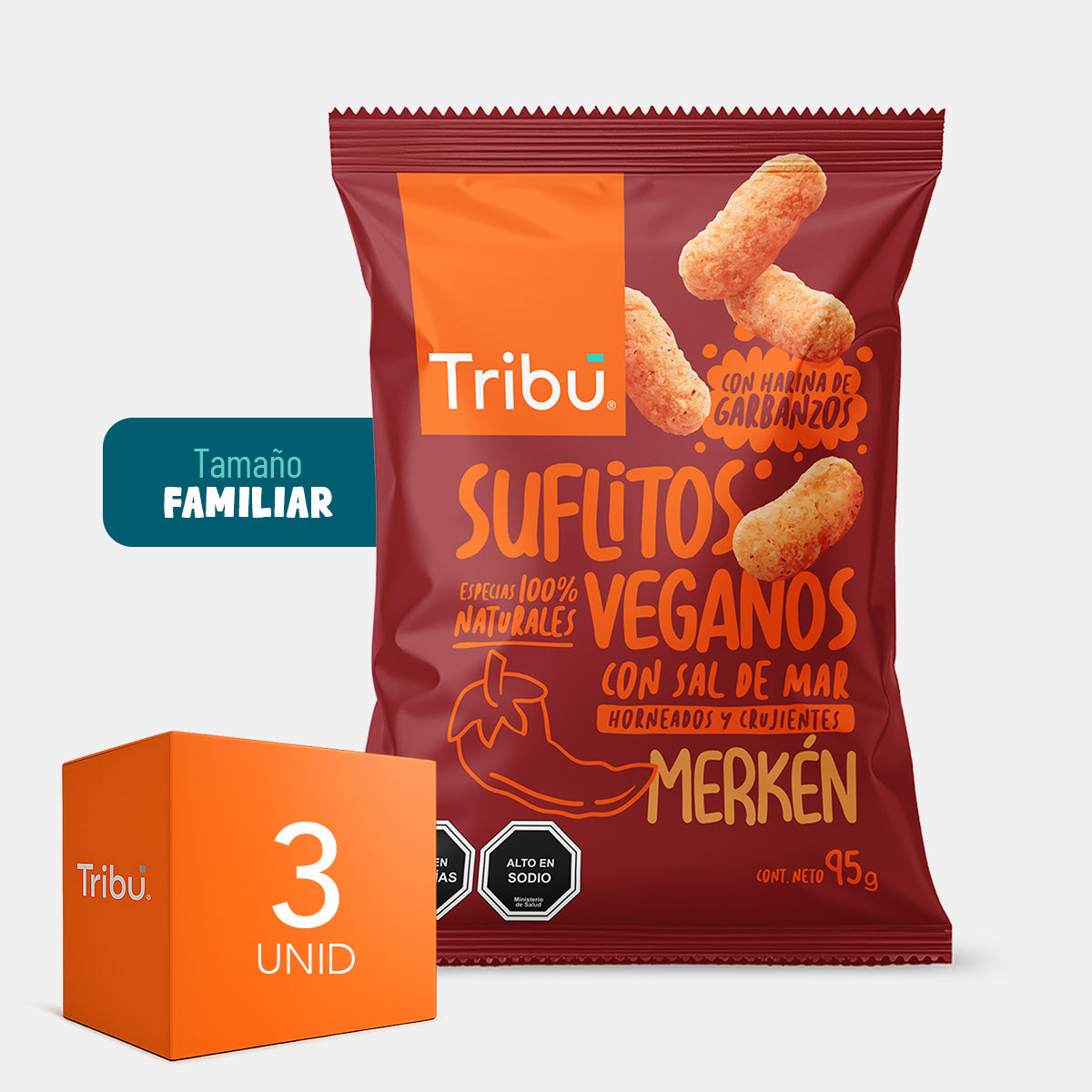 Suflitos Merkén Tamaño Familiar 95g (3 Unidades)
