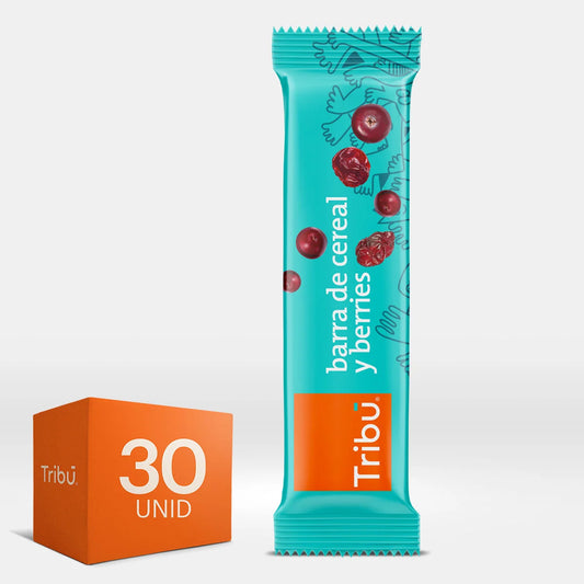 Barrita de cereal marca Tribú sabor berries